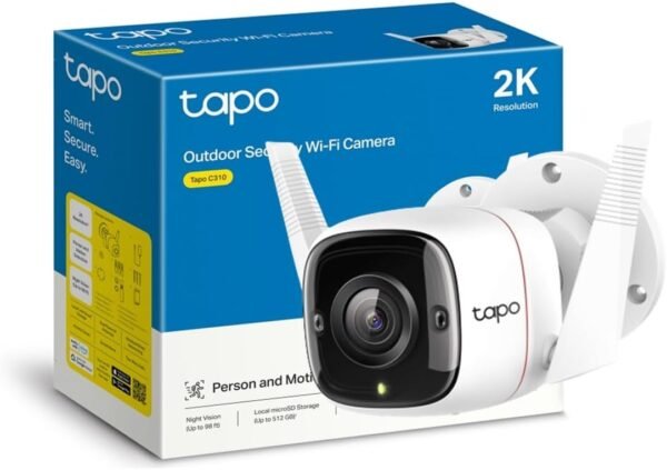 TP-Link TAPO C310 - Camara de Seguridad WiFi Exterior Interior,Resolución 3MP, IP66 con Visión Nocturna, Detección de Movimiento y Alarma Instantánea